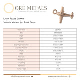 9ct Rose Gold - Light Plane Charm