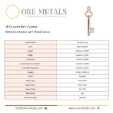 9ct Rose Gold - 18 Clover Key Charm