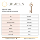 9ct Rose Gold - Heart Key Charm