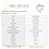 925 Sterling Silver - Heart Prong Setting