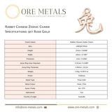 9ct Rose Gold - Rabbit Chinese Zodiac Charm