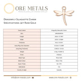 9ct Rose Gold - Dragonfly Silhouette Charm
