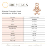 9ct Rose Gold - Skull and Crossbones Charm