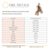 9ct Rose Gold - Vintage Roller Skate Silhouette Charm