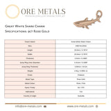 9ct Rose Gold - Great White Shark Charm