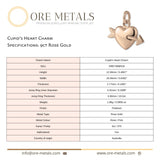 9ct Rose Gold - Cupid’s Heart Charm
