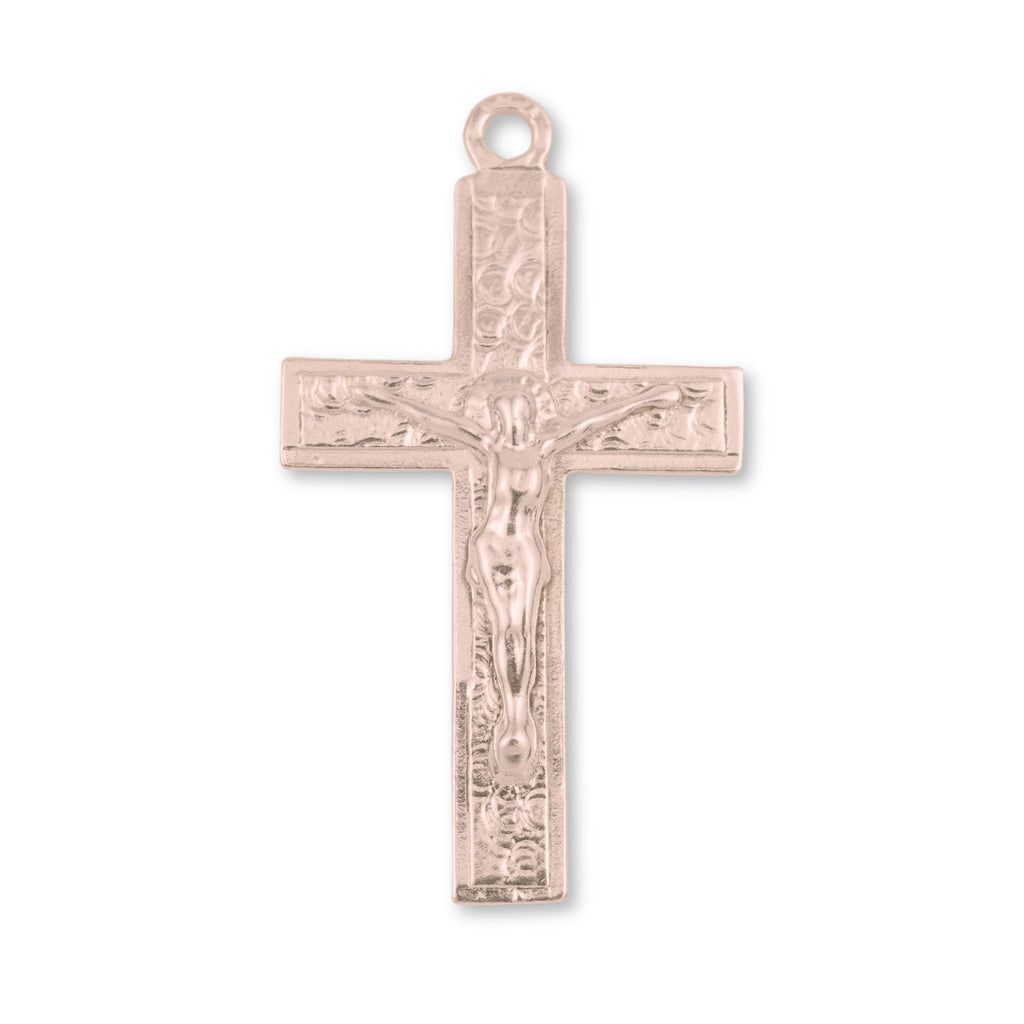18ct Rose Gold - Jesus on Scroll Crucifix Charm