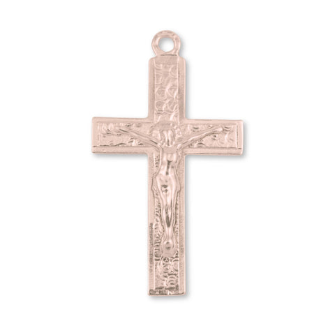 18ct Rose Gold - Jesus on Scroll Crucifix Charm