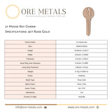 9ct Rose Gold - 21 House Key Charm