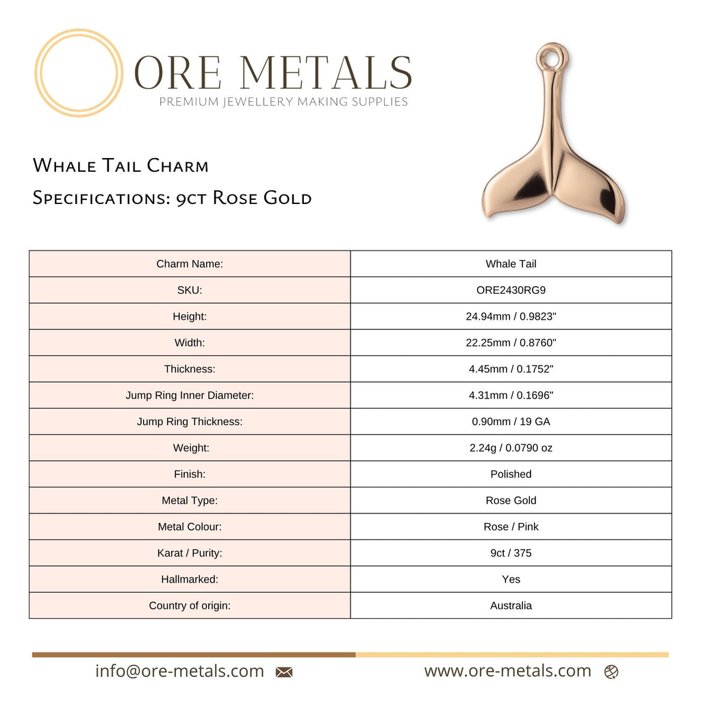 9ct Rose Gold - Whale Tail Charm