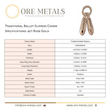 9ct Rose Gold - Traditional Ballet Slippers Charm
