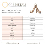 9ct Rose Gold - Bow Toe Stiletto Pair Charm