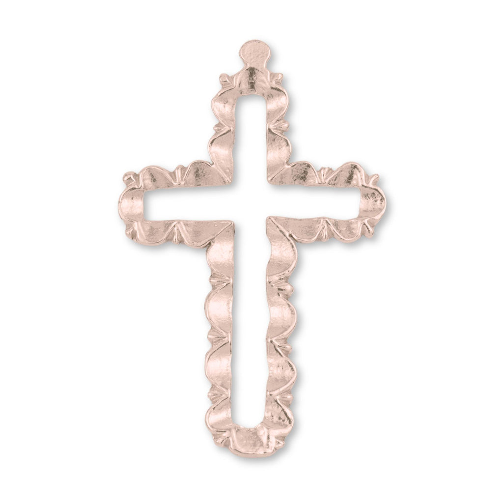 18ct Rose Gold - Budded Open Frame Crucifix Charm
