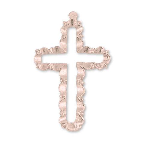 18ct Rose Gold - Budded Open Frame Crucifix Charm