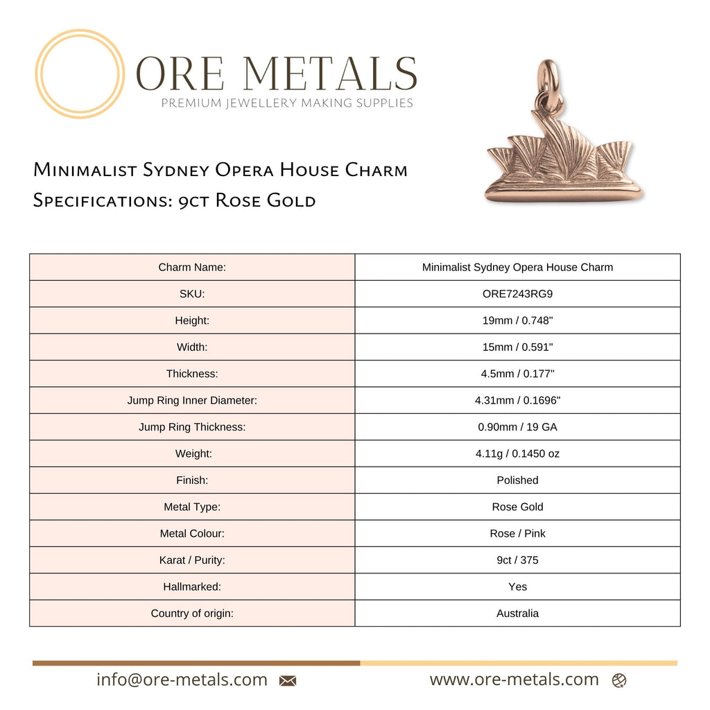9ct Rose Gold - Minimalist Sydney Opera House Charm