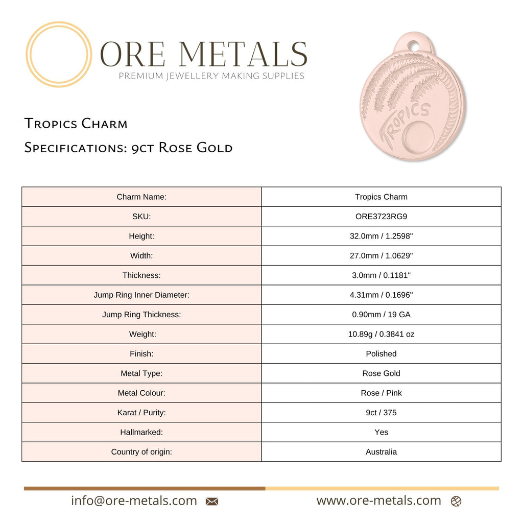 9ct Rose Gold - Tropics Charm