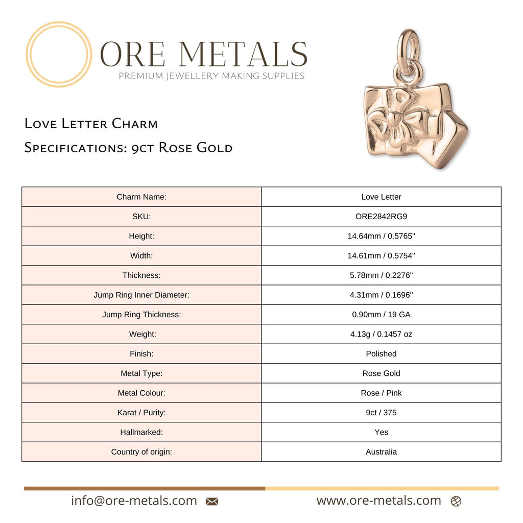 9ct Rose Gold - Love Letter Charm