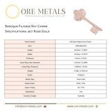 9ct Rose Gold - Baroque Filigree Key Charm