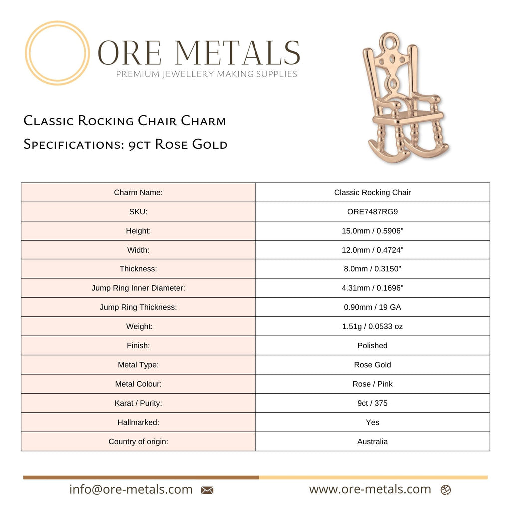 9ct Rose Gold - Classic Rocking Chair Charm