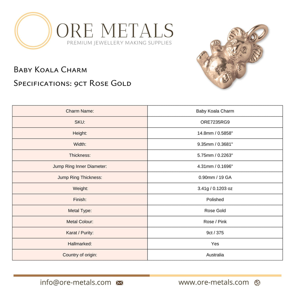 9ct Rose Gold - Baby Koala Charm