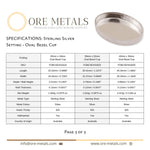 925 Sterling Silver - Ovala bezel Cups