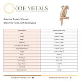 9ct Rose Gold - Amazon Parrot Charm