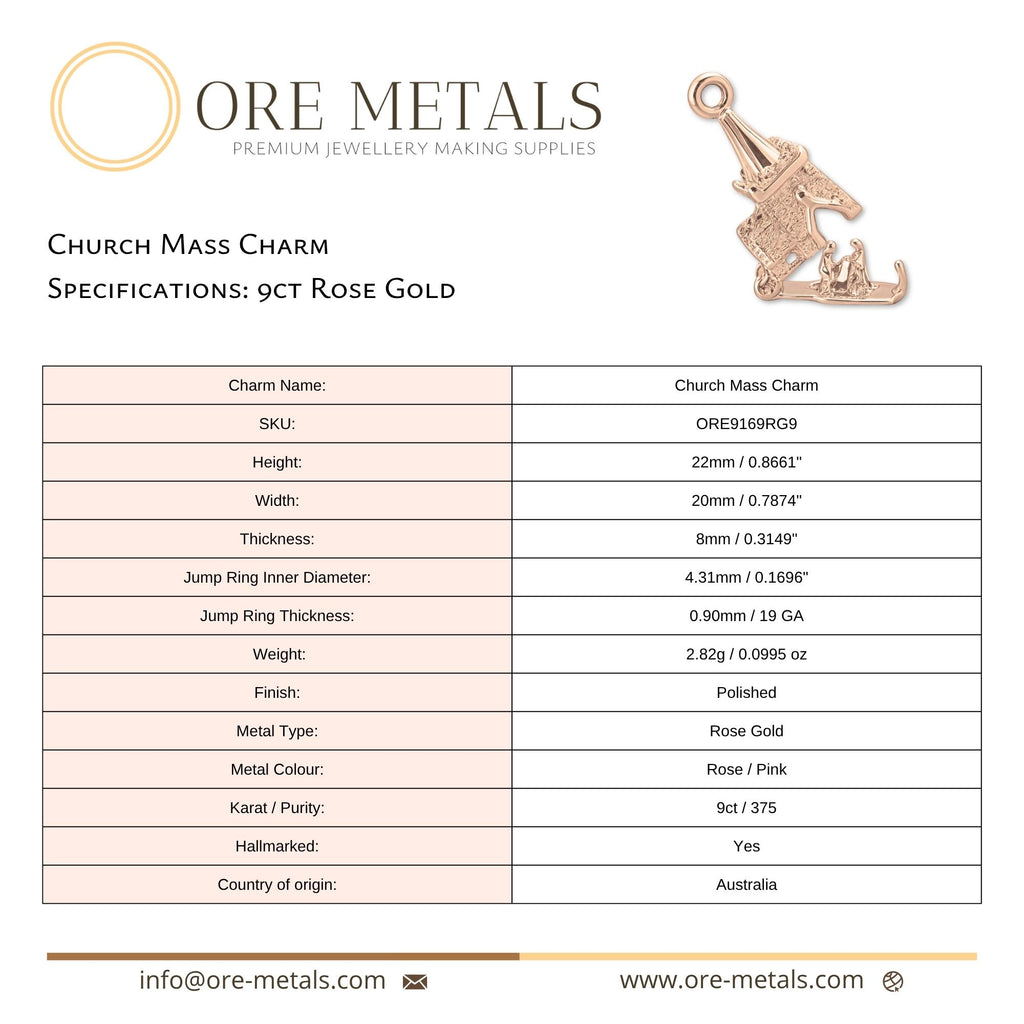 9ct Rose Gold - Church Mass Charm