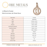 9ct Rose Gold - 13 Wreath Charm