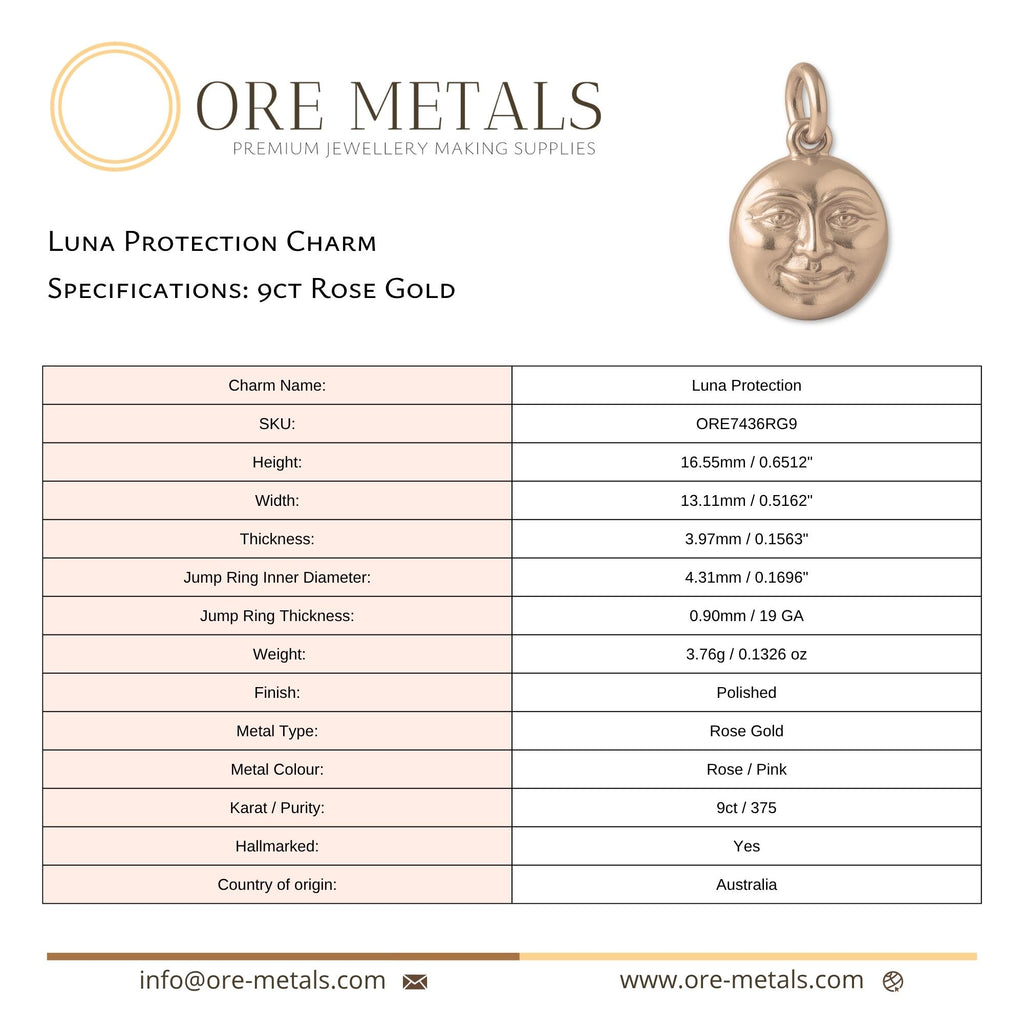 9ct Rose Gold - Luna Protection Charm
