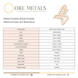 9ct Rose Gold - Horse Chinese Zodiac Charm