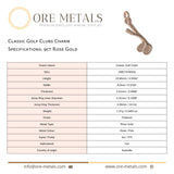 9ct Rose Gold - Classic Golf Clubs Charm