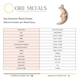 9ct Rose Gold - Sad Crescent Moon Charm