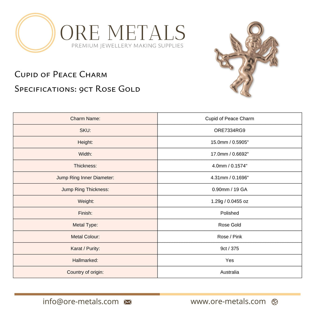 9ct Rose Gold - Cupid of Peace Charm