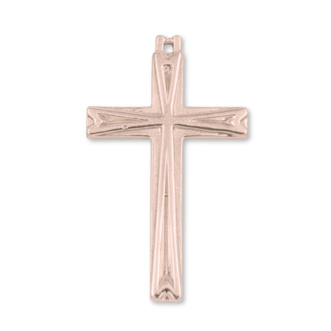 18ct Rose Gold - Embossed Regal Crucifix Charm