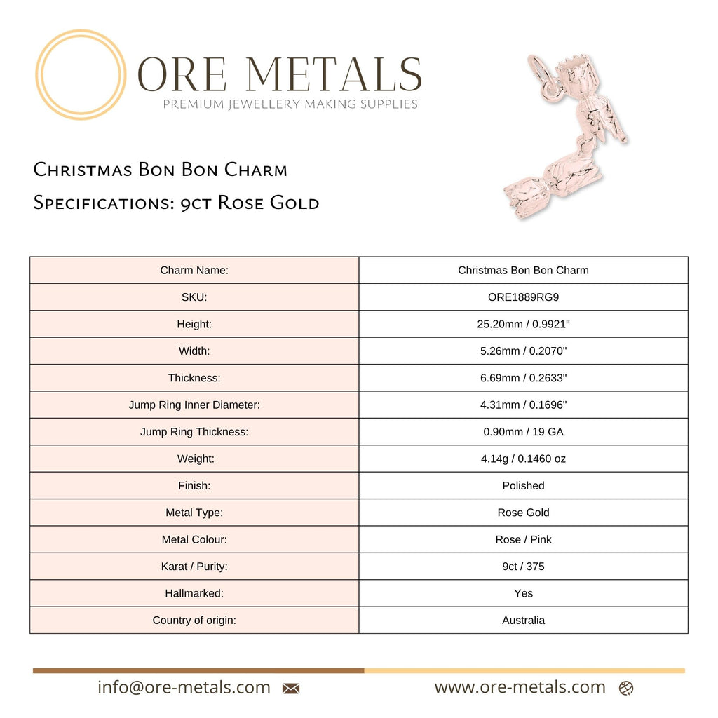 9ct Rose Gold - Christmas Bon Bon Charm