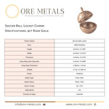 9ct Rose Gold - Soccer Ball Locket Charm