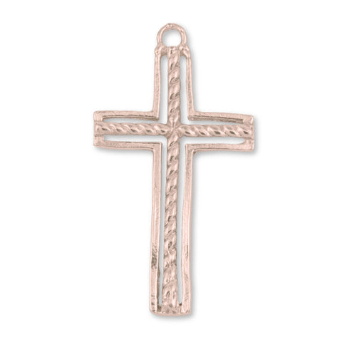 9ct Rose Gold - Rope Crucifix Charm
