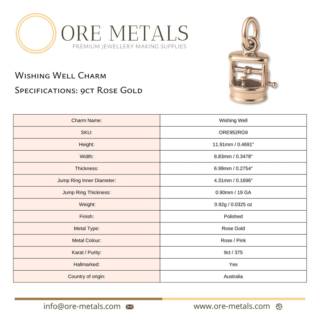 9ct Rose Gold - Wishing Well Charm