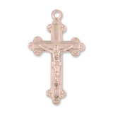 9ct Rose Gold - Jesus on Budded Crucifix Charm