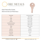 9ct Rose Gold - Crest House Key Charm