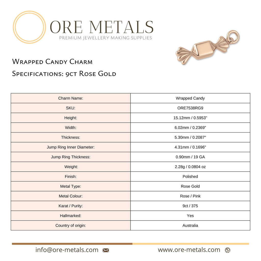 9ct Rose Gold - Wrapped Candy Charm