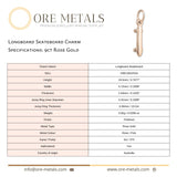 9ct Rose Gold - Longboard Skateboard Charm