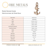 9ct Rose Gold - Roped Anchor Charm