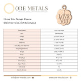 9ct Rose Gold - I Love You Clover Charm