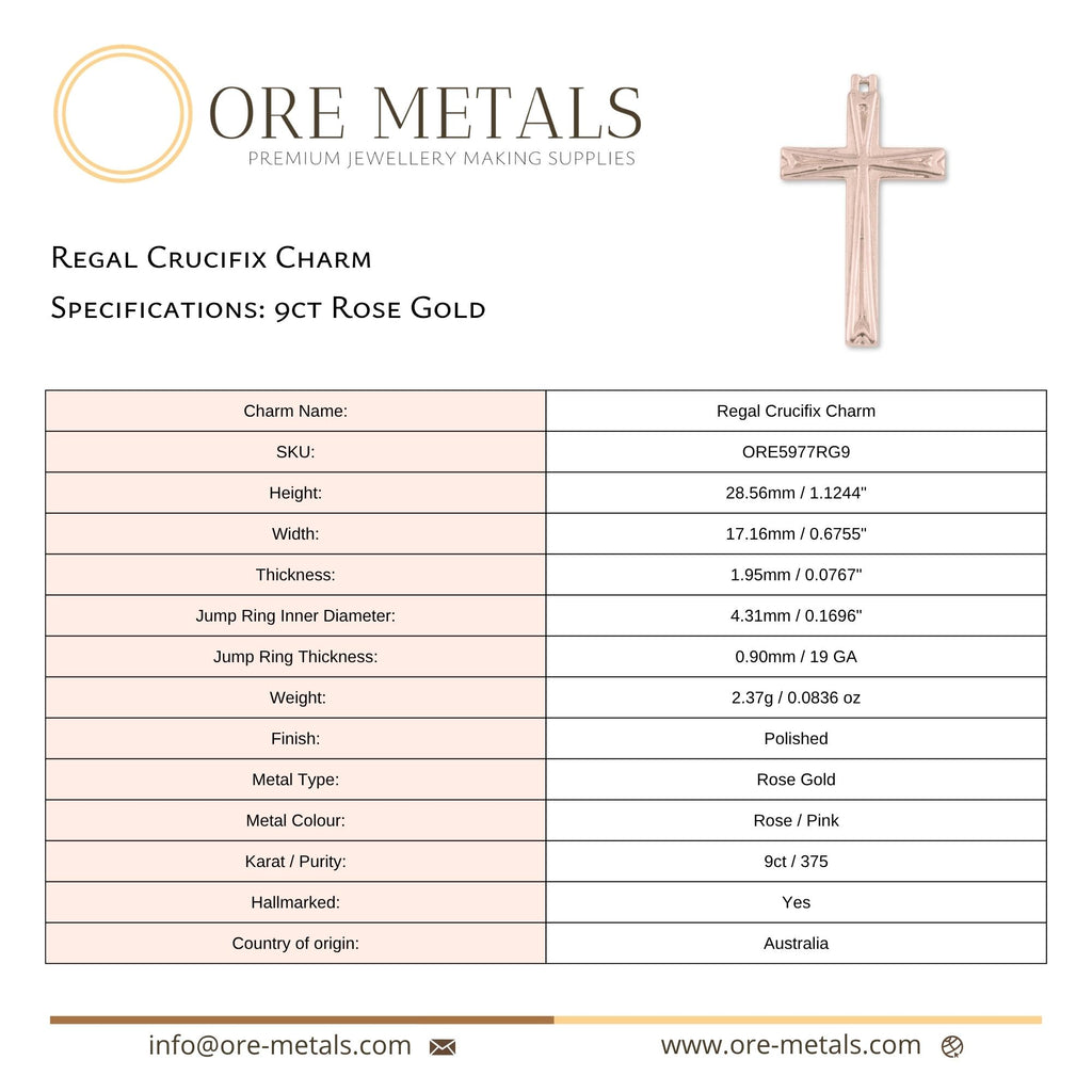 9ct Rose Gold - Embossed Regal Crucifix Charm