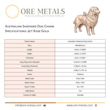 9ct Rose Gold - Australian Shepherd Dog Charm