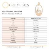 9ct Rose Gold - Wetlands Crane Birds Charm