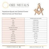 9ct Rose Gold - Freemason Charm