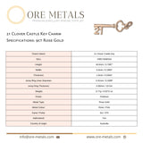 9ct Rose Gold - 21 Clover Castle Key Charm