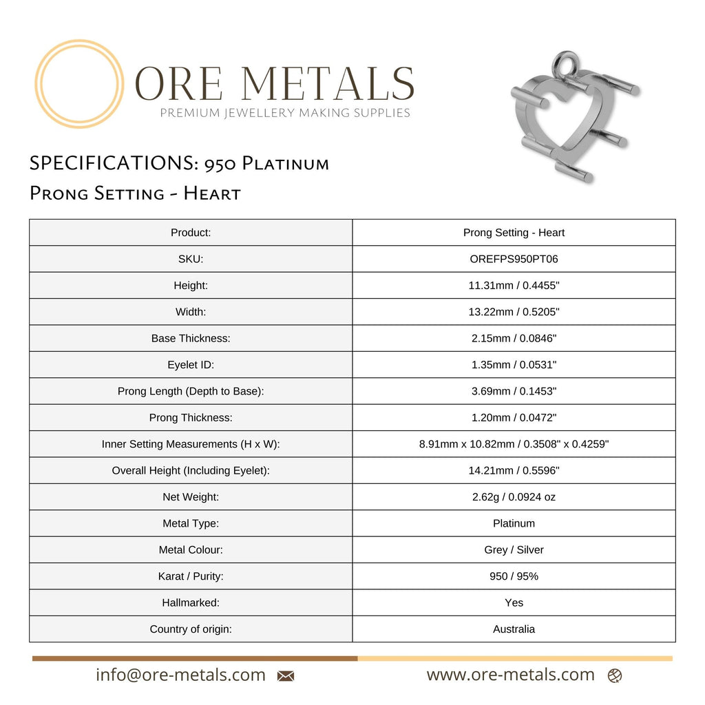 950 Platinum - Heart Prong Setting